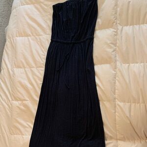J. Crew Strapless Navy Maxi Dress with Drawstring Waist